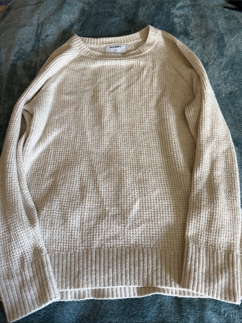 Old Navy women’s  Cream Waffle-Knit Crewneck Sweater